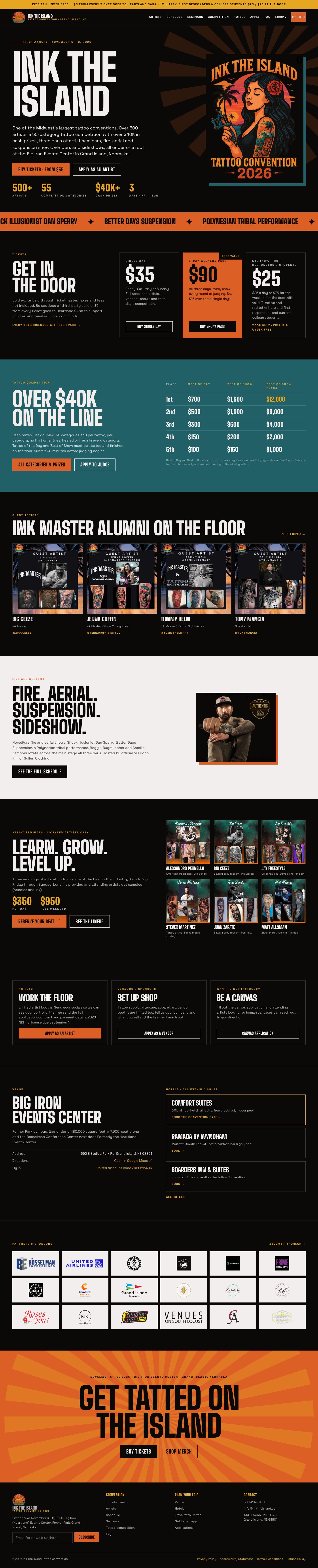 Full Ink The Island homepage, top to bottom
